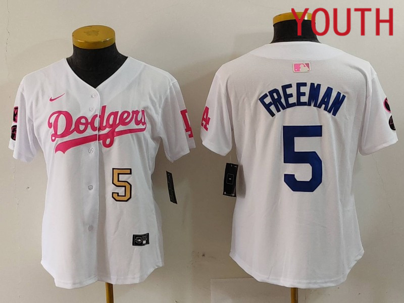 Youth Los Angeles Dodgers #5 Freeman White joint name 2024 Nike MLB Jersey style 9121